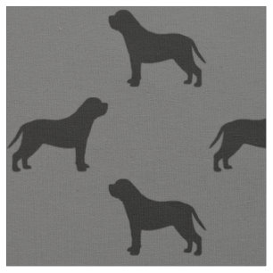 Mastiff Dog Breed Silhouettes Patterned Fabric