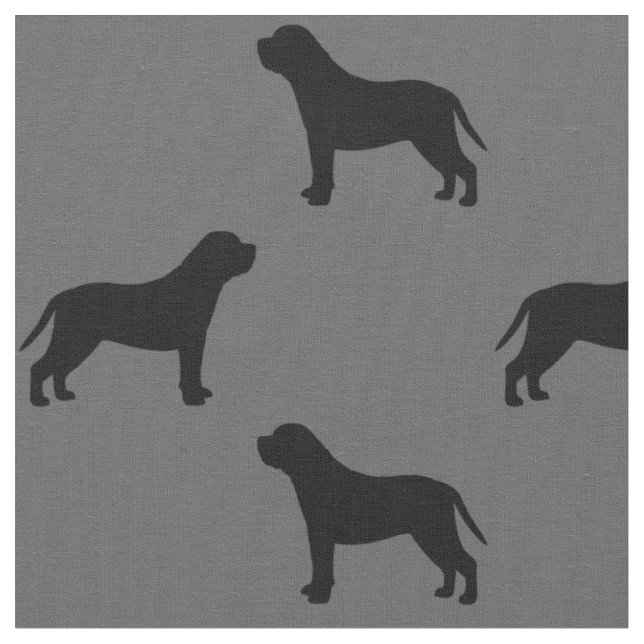 Mastiff Dog Breed Silhouettes Patterned Fabric (Close Up)