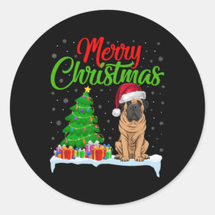Mastiff Dog Christmas Tree Lights Xmas Mastiff Dog Classic Round Sticker
