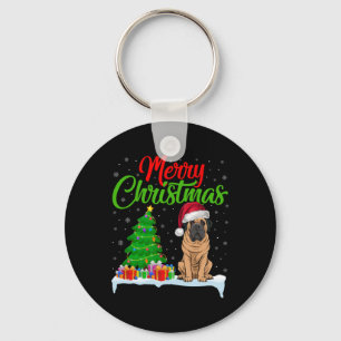Mastiff Dog Christmas Tree Lights Xmas Mastiff Dog Keychain