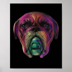 Mastiff Dog Colourful Watercolor Tattoo Style  Poster