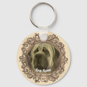 Mastiff Dog custom name  Keychain