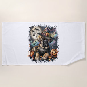 Mastiff Dog Halloween Square Beach Towel