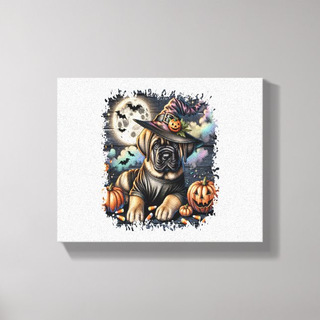 Mastiff Dog Halloween Square Canvas Print (Front)