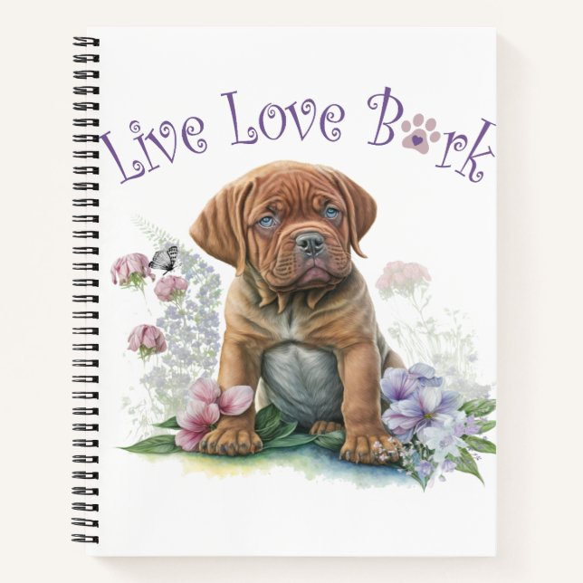 Mastiff Dog Mom Floral Notebook (Front)