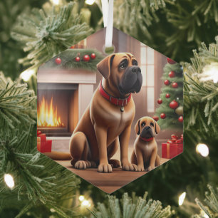 Mastiff englische Dogge Christmas  Glass Ornament