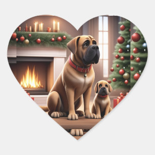 Mastiff englische Dogge Christmas Heart Sticker