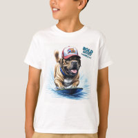 Mastiff English Bulldog on Surfboard Vacation