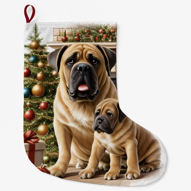 Mastiff English Dogge Christmas Large Christmas Stocking (Front)