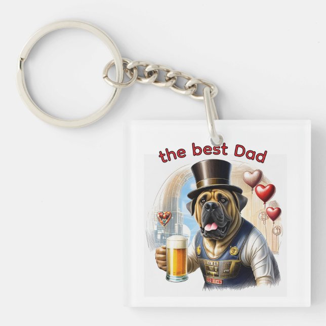 Mastiff English Mastiff best Dad Father's Day Keychain (Front)