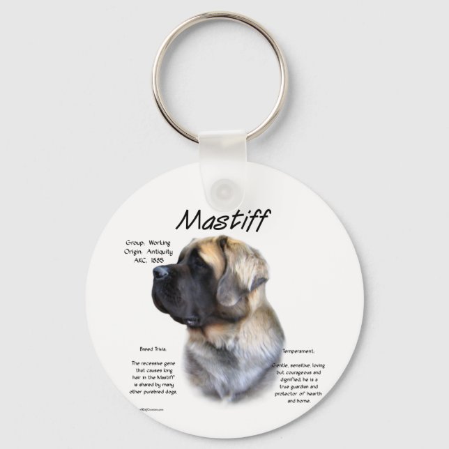Mastiff (fawn fluffy) History Design Keychain (Front)