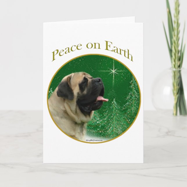 Mastiff (fawn) Peace Holiday Card (Front)