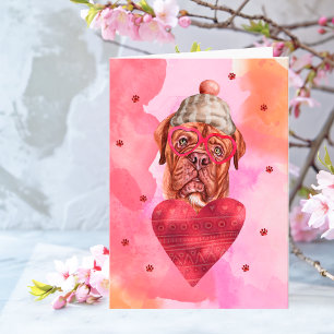 Mastiff française rose Valentine's Day carte cadea