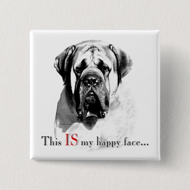 Mastiff Happy Face Button (Front)