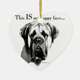 Mastiff Happy Face Ceramic Ornament