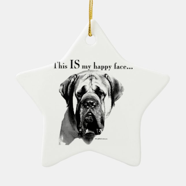 Mastiff Happy Face Ceramic Ornament (Front)