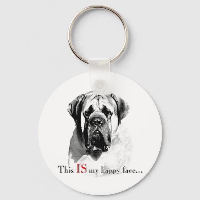 Mastiff Happy Face Keychain (Front)