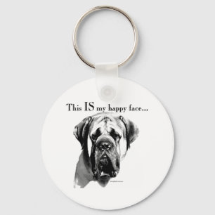 Mastiff Happy Face Keychain