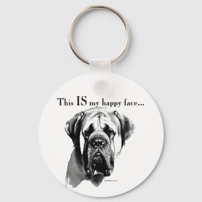 Mastiff Happy Face Keychain (Front)