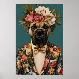 Mastiff In Suit Poster, Mastiff Portrait, Mastiff Poster