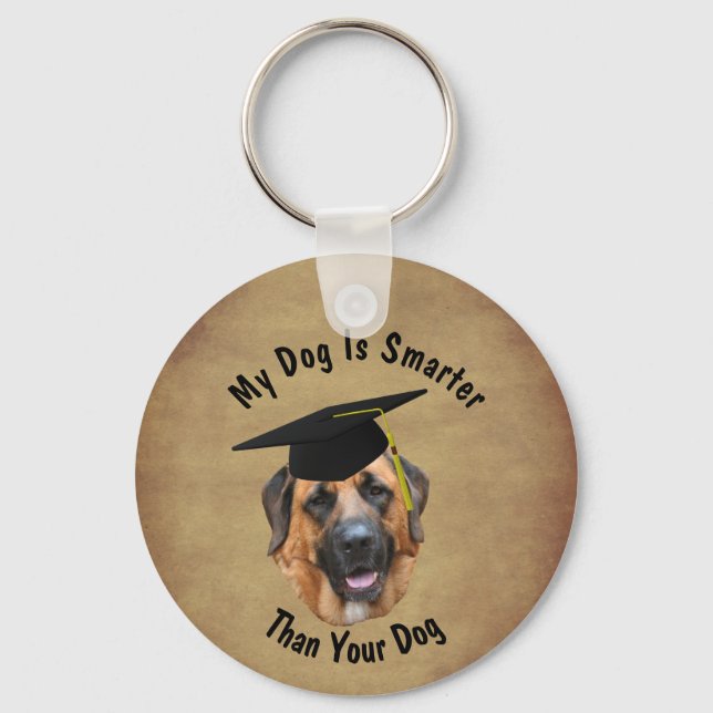Mastiff My Dog Is Smarter Than Your Dog Funny Keychain (Front)