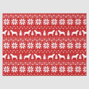Mastiff Silhouettes Christmas Pattern Red Tissue Paper