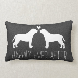 Mastiff Silhouettes with Heart and Text Lumbar Pillow