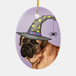 Mastiff Witch Ceramic Ornament