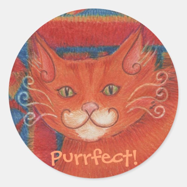 Mat Cats 'Purrfect!' autocollant rond (Devant)