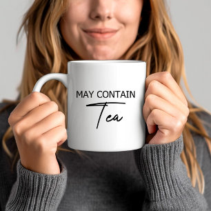 Mat Contain Tea - Typography Script Quote Coffee Mug