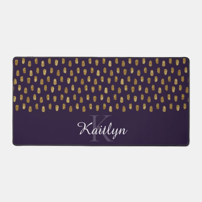 Mat de bureau Abstrait Gold et Purple avec Monogra (Recto)