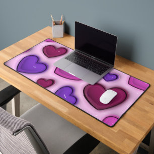 Mat De Bureau Avec Coeurs Lustrés 3D