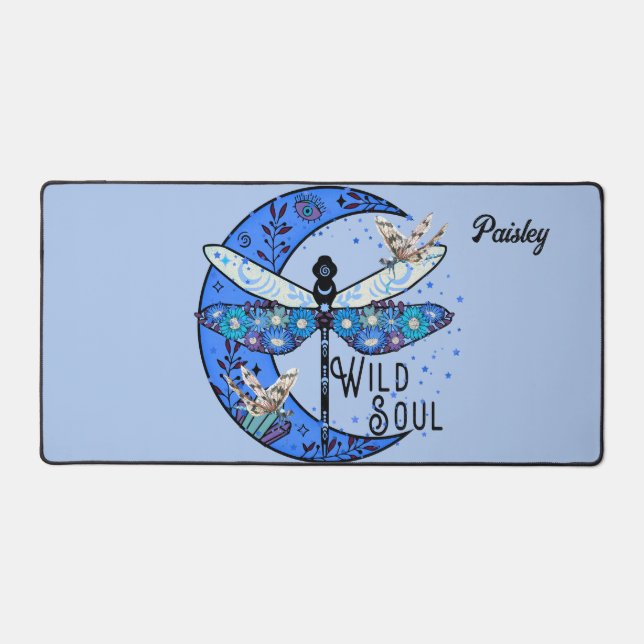 Mat de bureau avec lune et libellules (Recto)