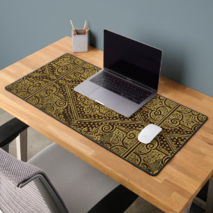Mat de bureau Brown doré avec Monogramme