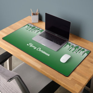 Mat de bureau de Noël en vert avec Faux Icicles