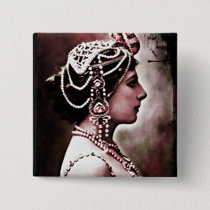 Mata Hari 1910 2 Inch Square Button