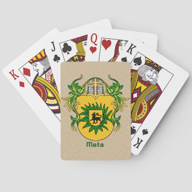 Mata Heraldic Shield with Mantling Playing Cards (Back)