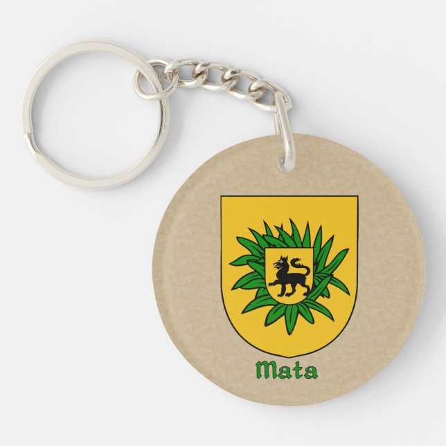 Mata Historical Shield and Spanish Flag Keychain (Front)