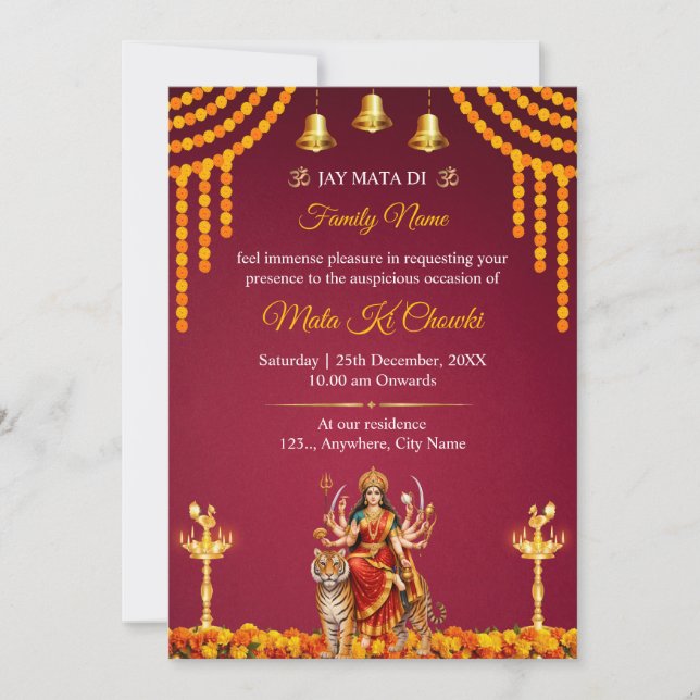 Mata Ki Chowki Invitation Template (Front)