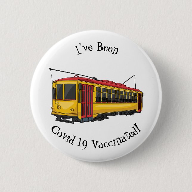 Mata trolley cartoon illustration  2 inch round button (Front)