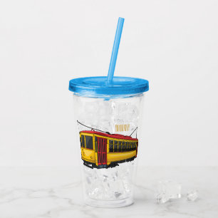 Mata trolley cartoon illustration acrylic tumbler