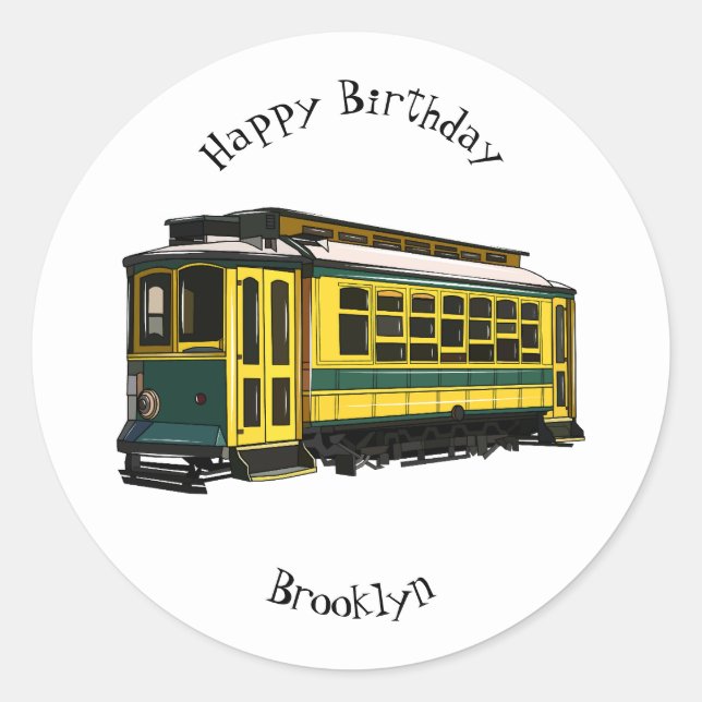 Mata trolley cartoon illustration classic round sticker (Front)