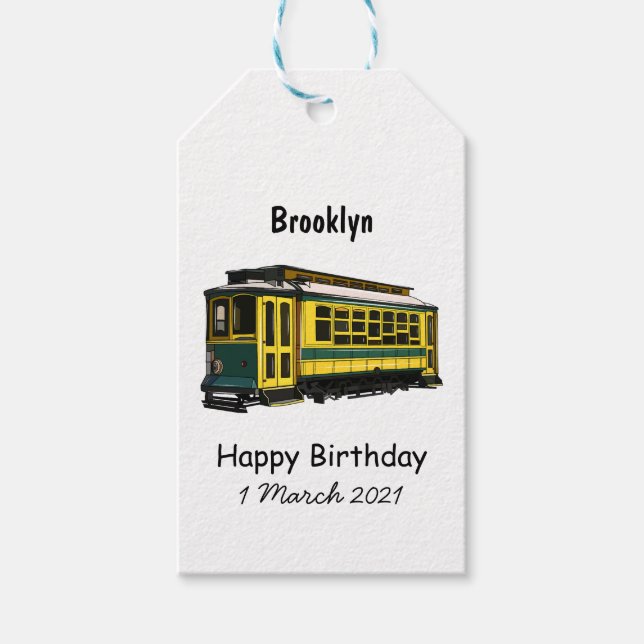Mata trolley cartoon illustration gift tags (Front)