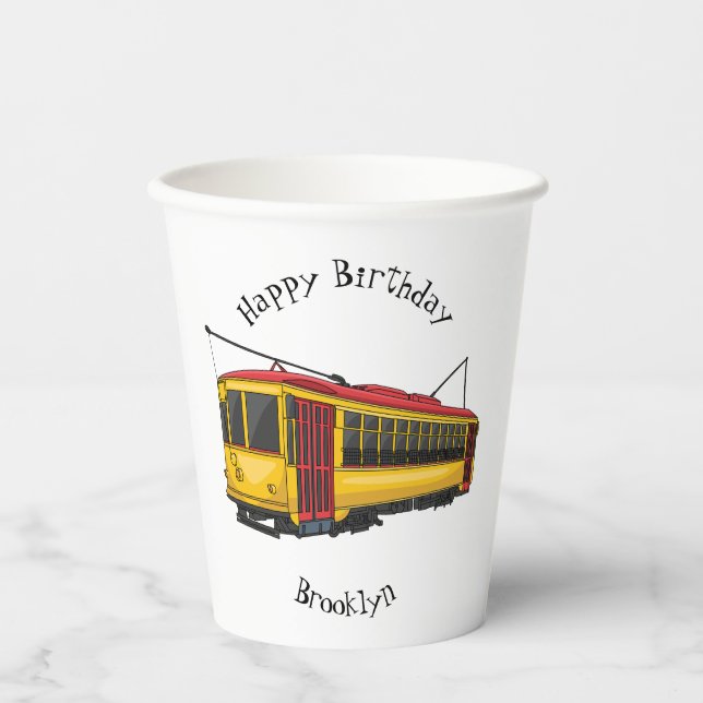 Mata trolley cartoon illustration paper cups (Front)