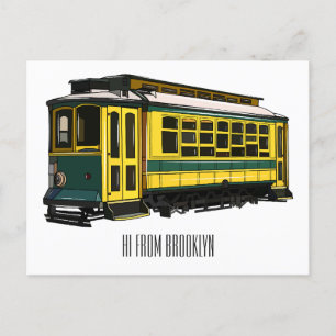 Mata trolley cartoon illustration postcard