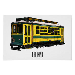 Mata trolley cartoon illustration poster