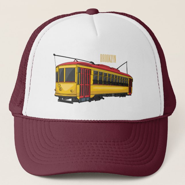 Mata trolley cartoon illustration trucker hat (Front)
