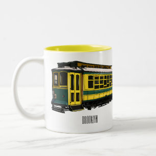 Mata trolley cartoon illustration Two-Tone coffee mug