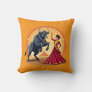 Matador Bullfighter Spanish woman in traditional a Throw Pillow