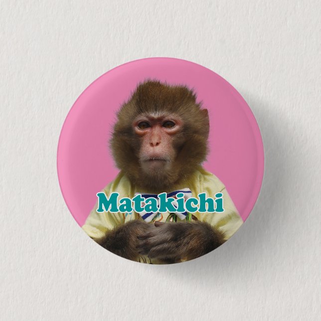 Matakichi pinBack button.また吉の缶バッジ 1 Inch Round Button (Front)